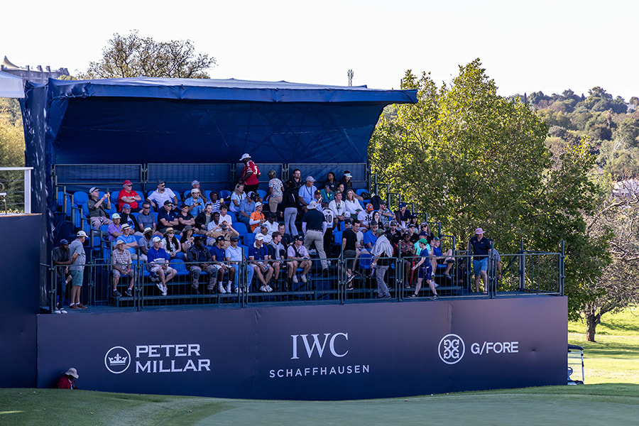 The grandstand to the side of the 18th green at Royal Johannesburg Golf Club